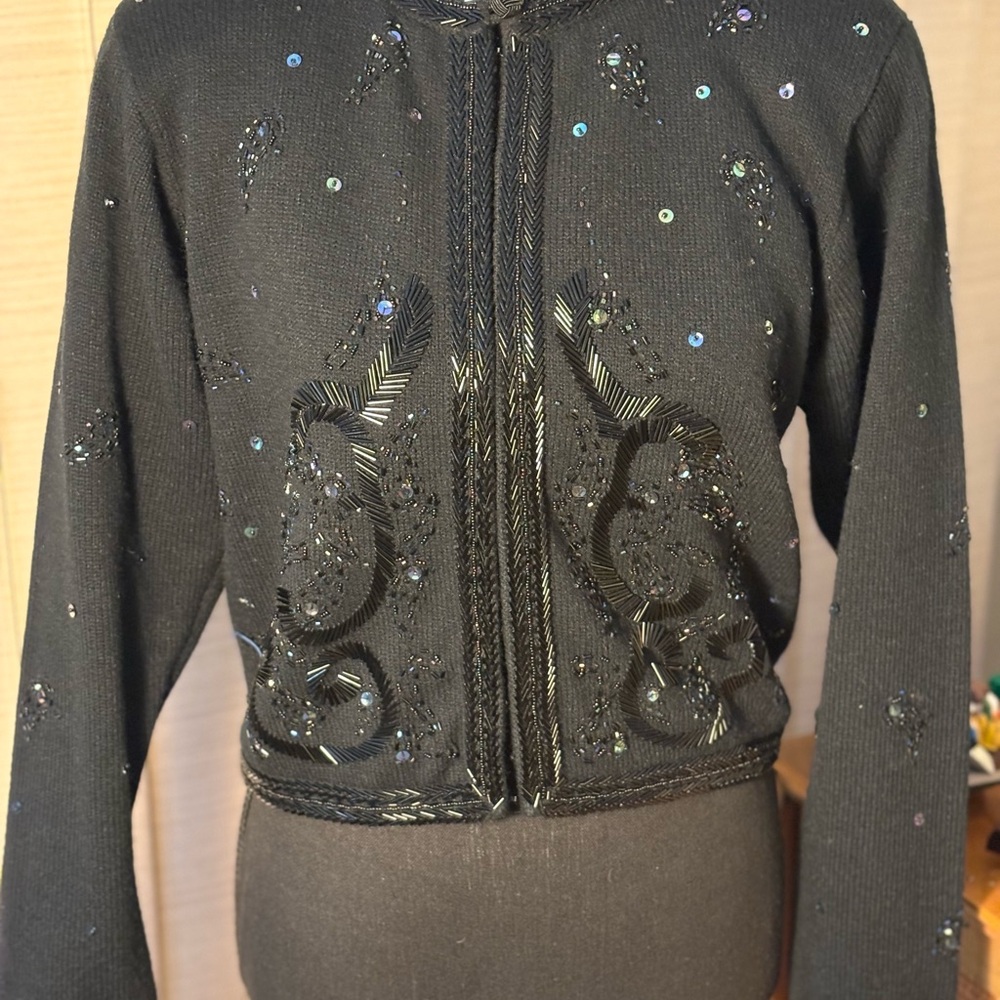 Liz Claiborne Black Embellished sweater.